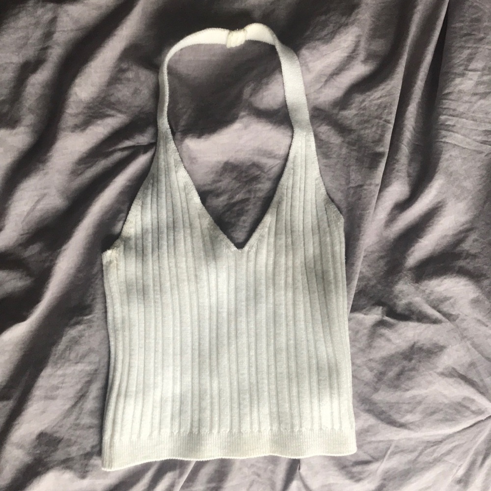 white halter crop top